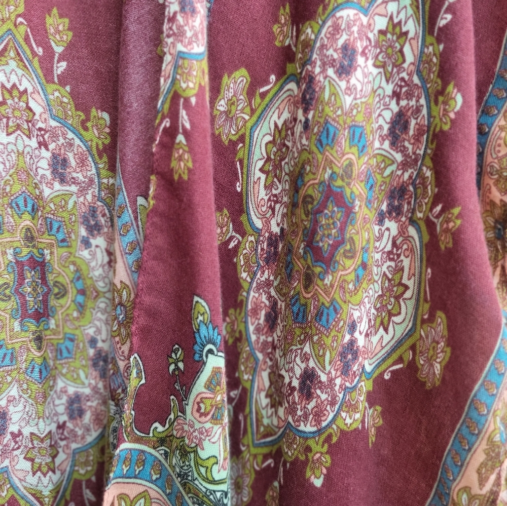 Magenta Boho Floral Mandala Tassle Cardigan One Sz - Picture 6 of 9